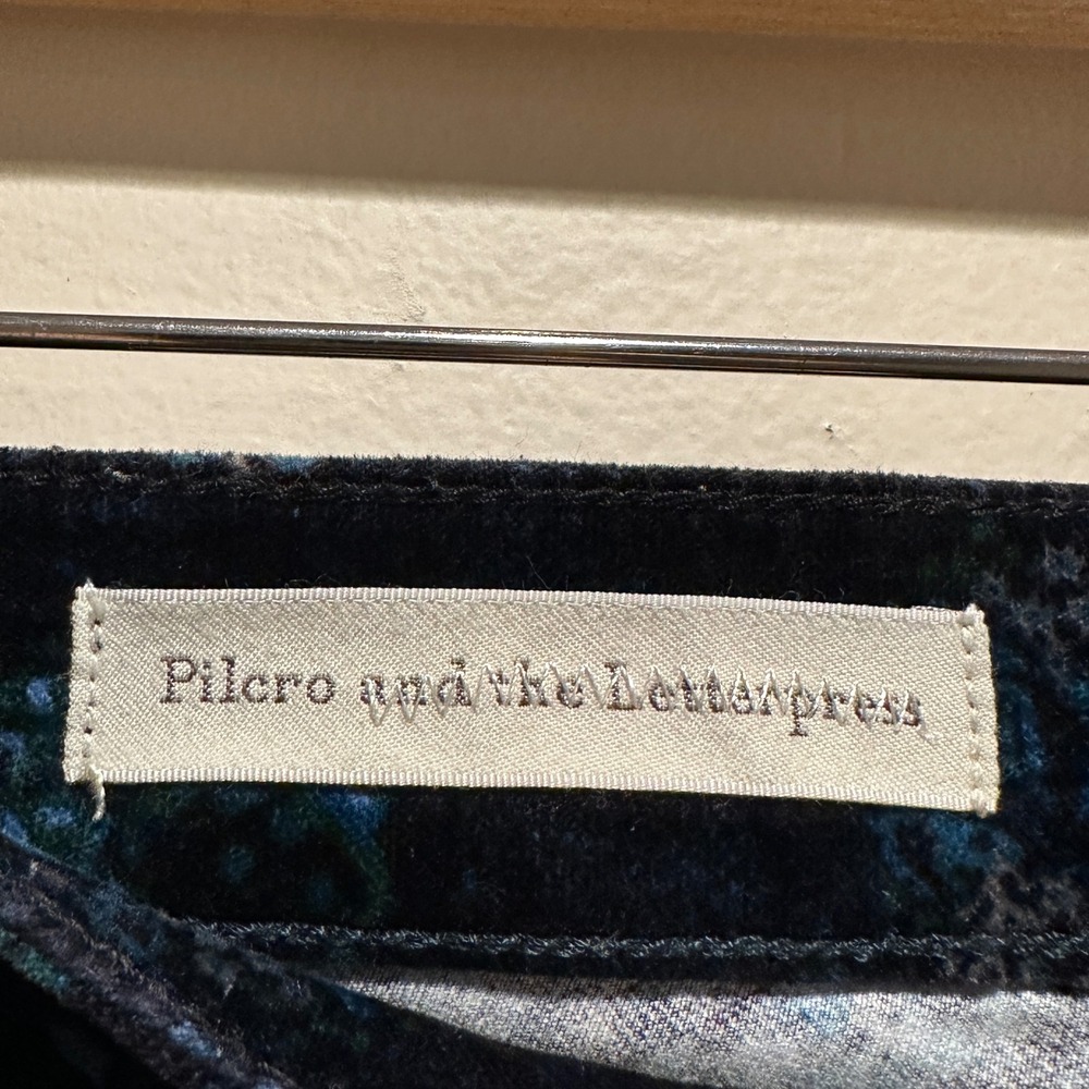 Pilcro and the Letterpress Script‎ Pants Women 28 Blue Velvet Floral Mid Rise - Picture 5 of 9
